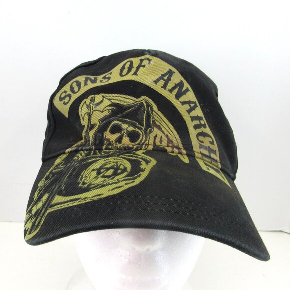 Sons Of Anarchy Graphic Logo Men's Black Adjustable Strap Back Cap Hat - Picture 2 of 7
